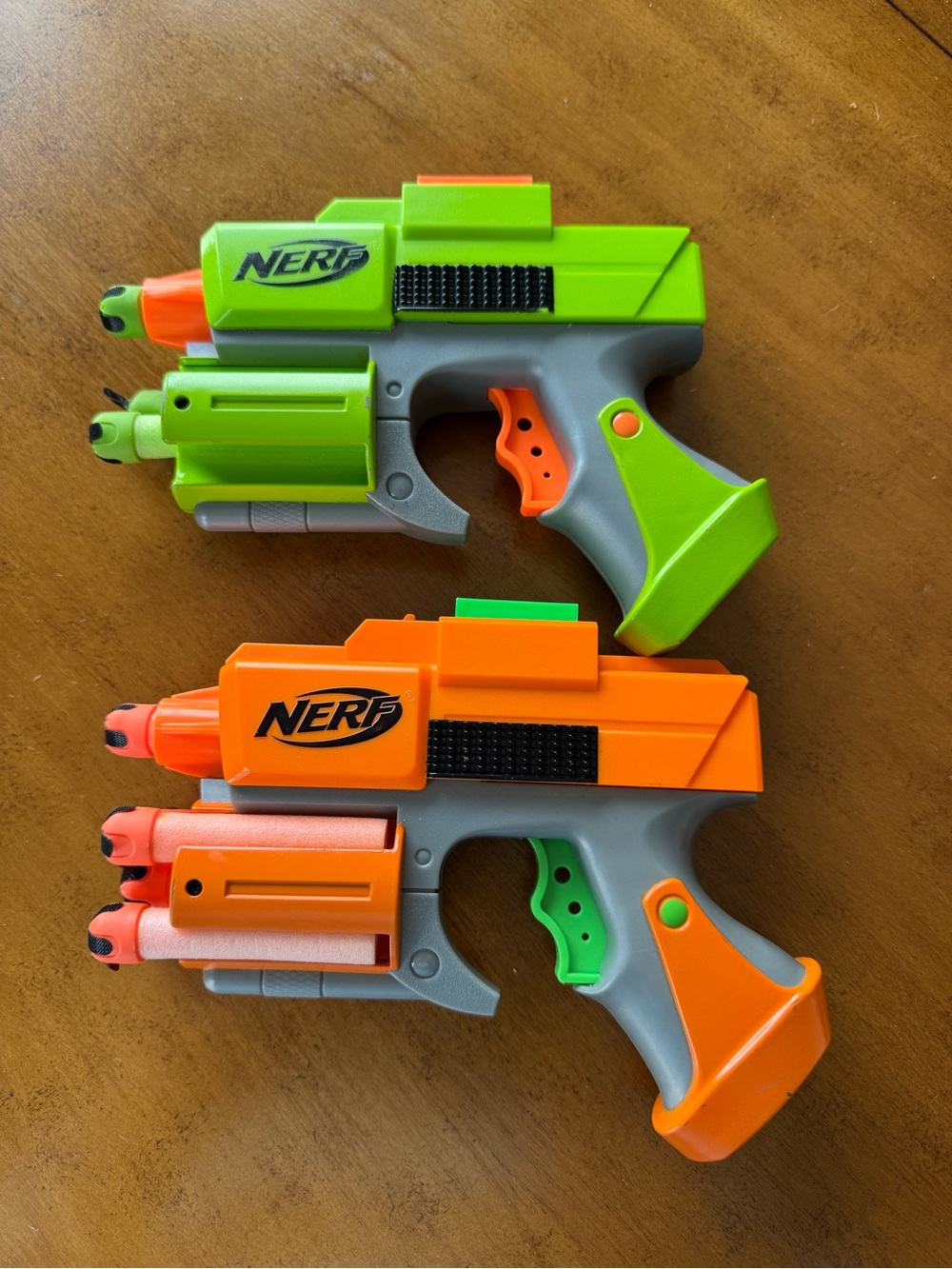 Nerf Twin Foam Dart Pistols in Bright Green & Neon Orange
